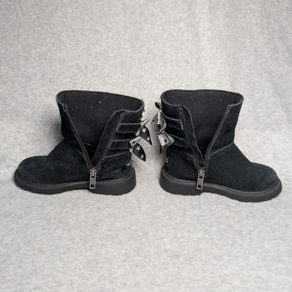 UGG Boots Toddler 8 Black Zip Silver Star Bow - Picture 10 of 13